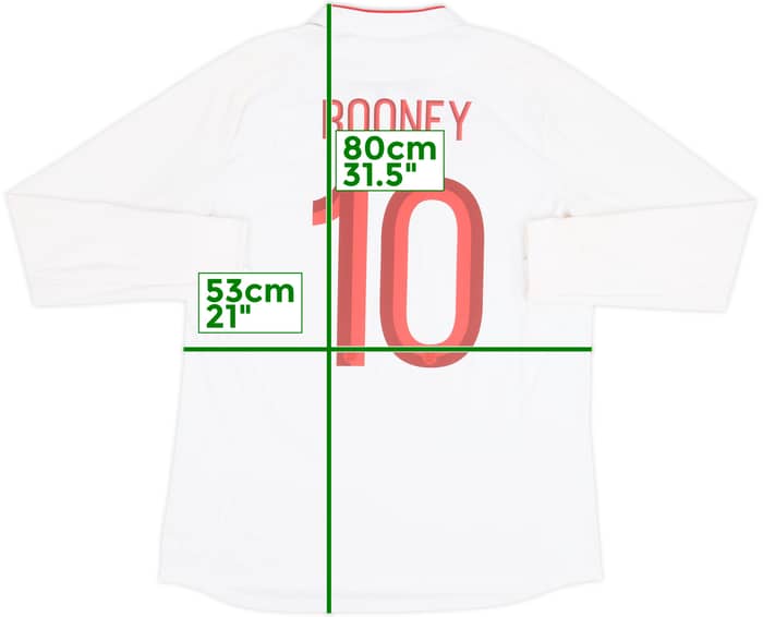 2012-13 England Home L/S Shirt Rooney #10 - 6/10 - (L)