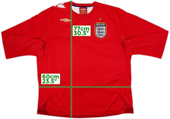 Camiseta de visitante de manga larga de England 2006-08 - 5/10 - (XXL)