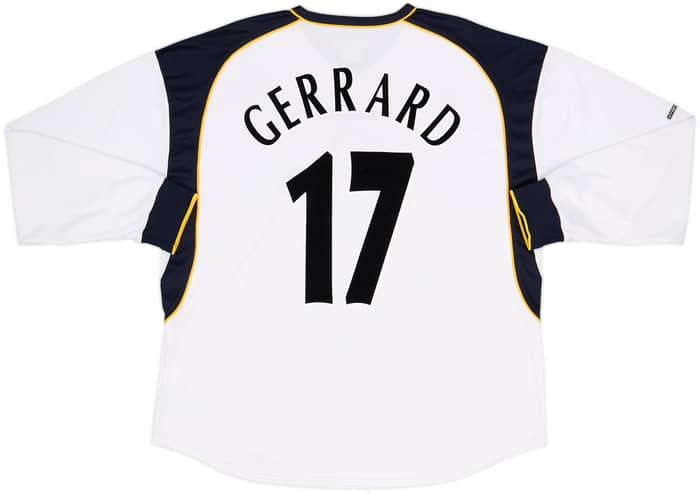 Camiseta de visitante del Liverpool 2001-03 de Manga Larga Gerrard #17 - 8/10 - (XL)