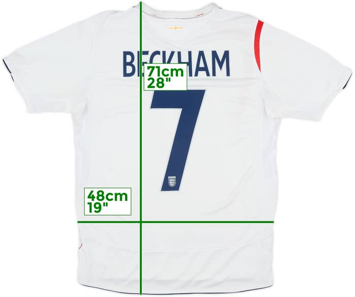 2005-07 England Home Shirt Beckham #7 - 5/10 - (M)