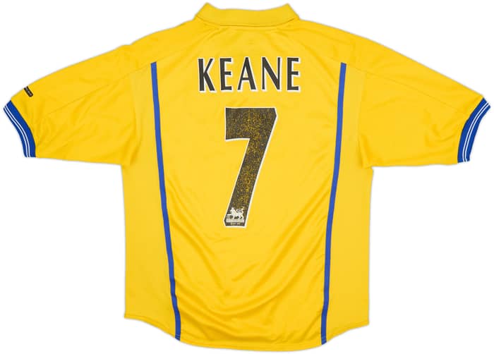 Camiseta de visitante del Leeds United 2000-02 Keane #7 - 6/10 - (Niños L)