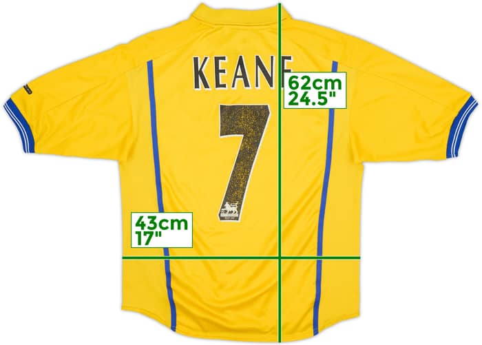 Camiseta de visitante del Leeds United 2000-02 Keane #7 - 6/10 - (Niños L)
