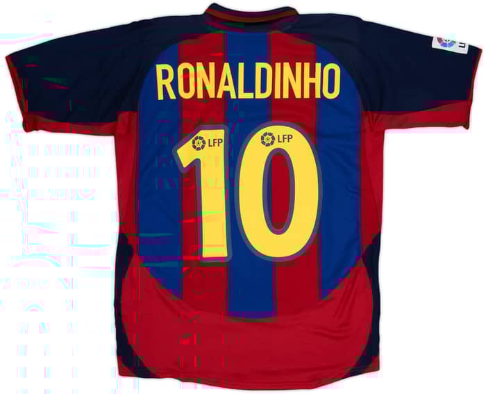 2003-04 Barcelona Home Shirt Ronaldinho #10 - 8/10 - (XL.Boys)