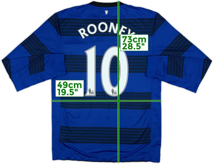 2011-13 Manchester United Camiseta de Manga Larga Visitante Rooney #10 - 7/10 - (M)