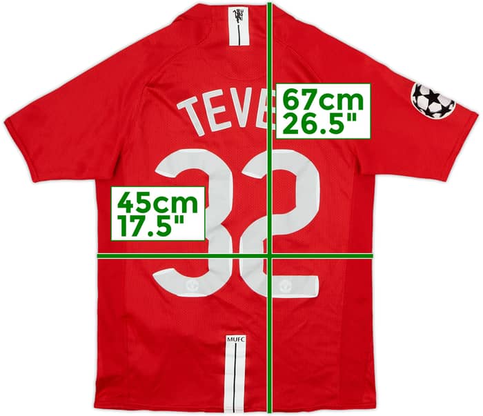 2007-09 Manchester United Home Shirt Tevez #32 - 7/10 - (XL.Boys)