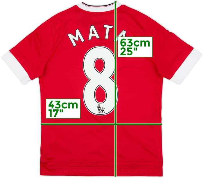 2015-16 Manchester United Home Shirt Mata #8 - 8/10 - (L.Boys)