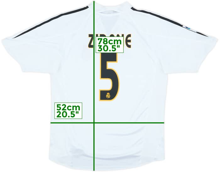 2004-05 Real Madrid Home Shirt Zidane #5 - 8/10 - (M)