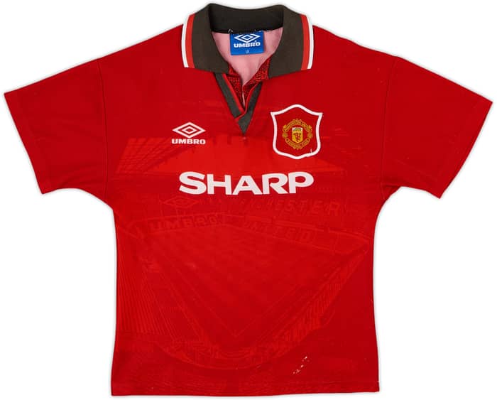 1994-96 Manchester United Home Shirt Cantona #7 - 6/10 - (L.Boys)