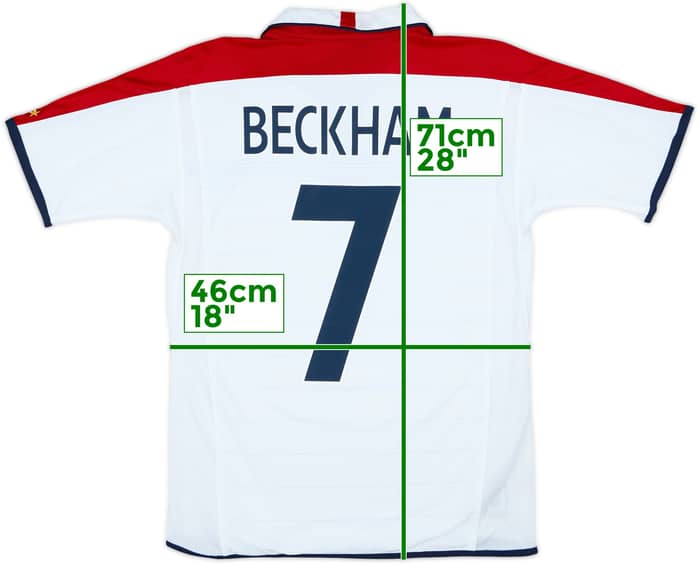 2003-05 England Home Shirt Beckham #7 - 10/10 - (XL.Boys)