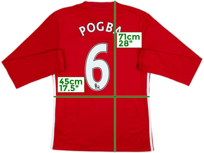 2016-17 Manchester United Home L/S Shirt Pogba #6 - 8/10 - (S)