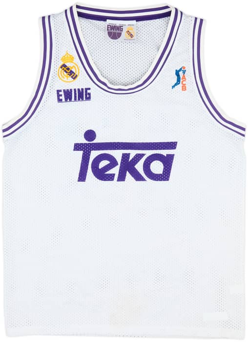 1993-94 Real Madrid Teka Romero #12 Ewing Home Jersey - 7/10 - (L)