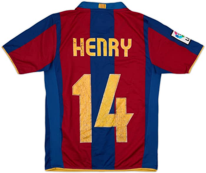 2007-08 Barcelona Home Shirt Henry #14 - 5/10 - (M.Boys)