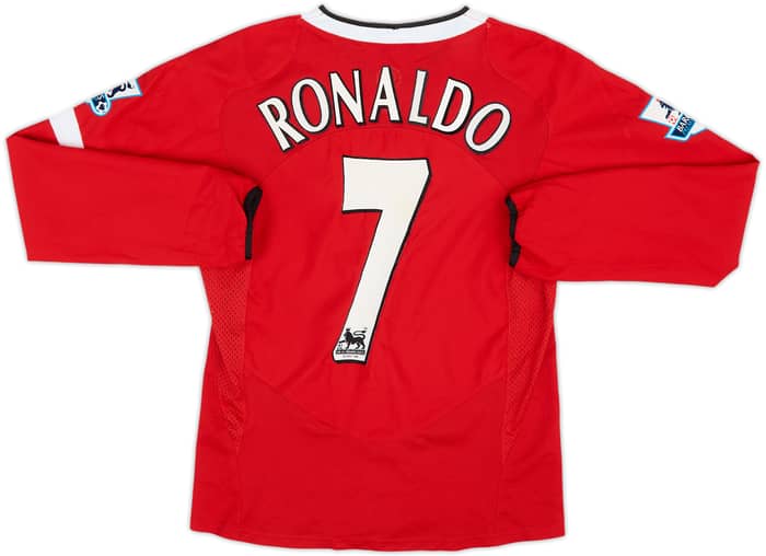 2004-06 Manchester United Home L/S Shirt Ronaldo #7 - 8/10 - (11-12 Years)