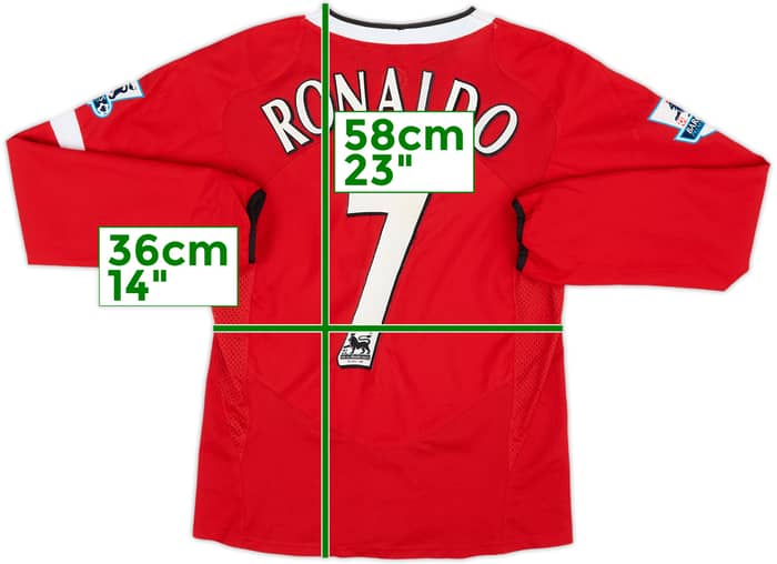 2004-06 Manchester United Home L/S Shirt Ronaldo #7 - 8/10 - (11-12 Years)