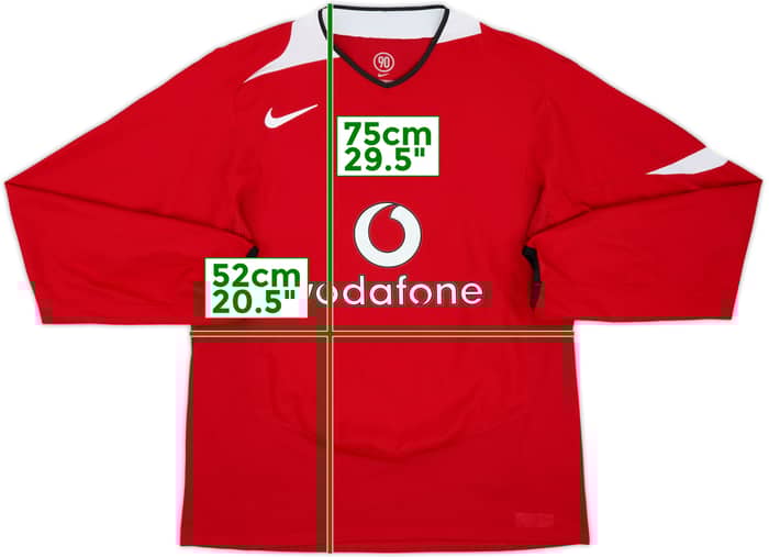 2004-06 Manchester United Home L/S Shirt #14 - 7/10 - (L)