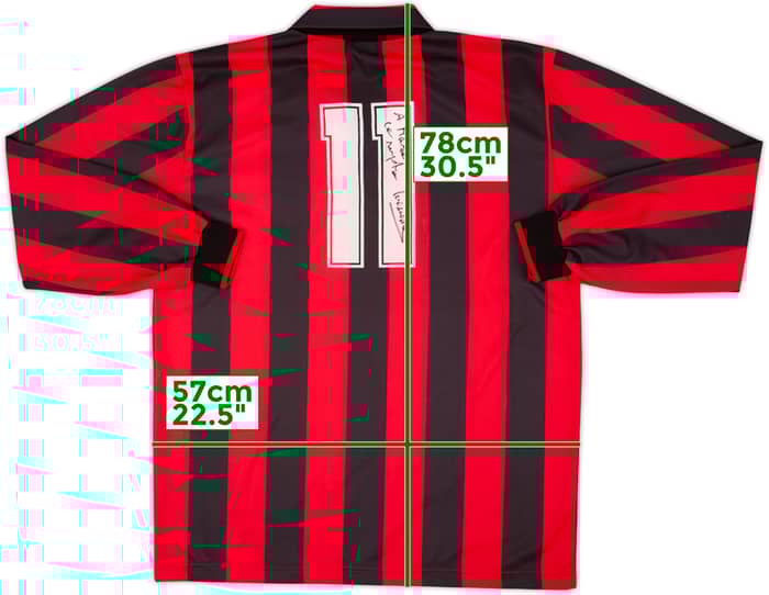 1990-91 AC Milan Signed Home L/S Shirt #11 - 9/10 - (XL)