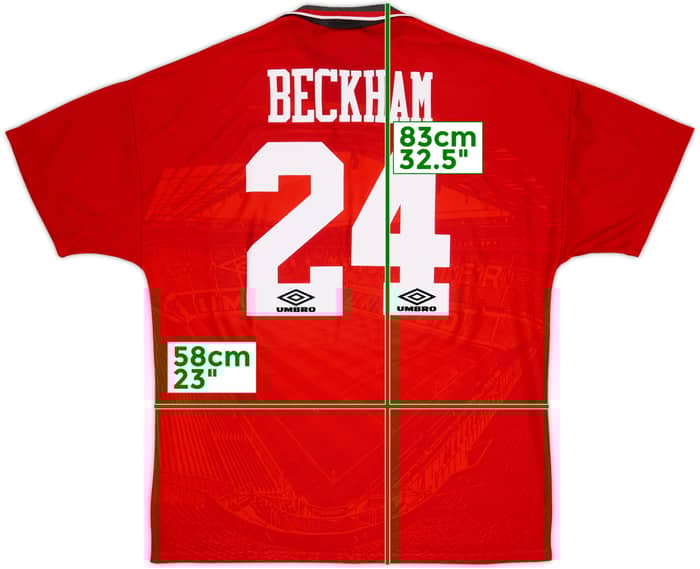 1994-96 Manchester United Home Shirt Beckham #24 - 8/10 - (XL)