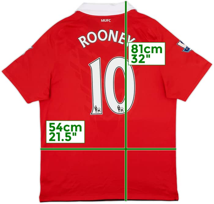 2010-11 Manchester United Home Shirt Rooney #10 - 7/10 - (L)