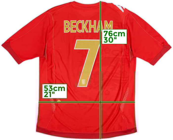 2006-08 England Away Shirt Beckham #7 - 6/10 - (L)