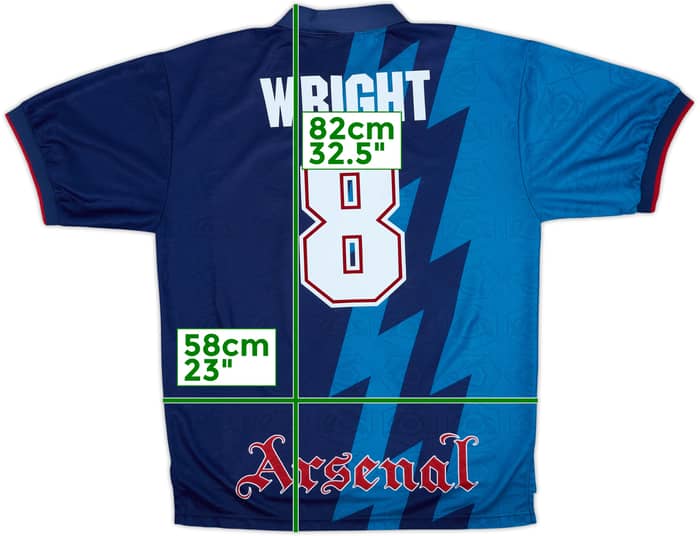 1995-96 Arsenal Away Shirt Wright #8 - 8/10 - (XL)