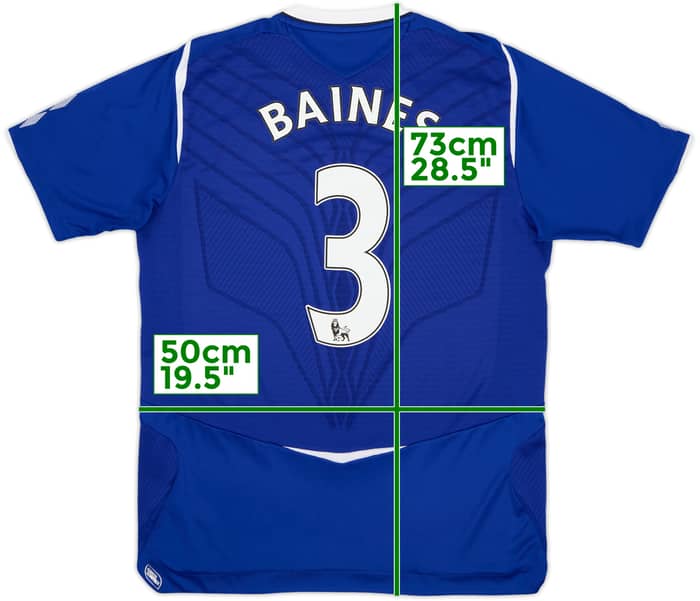 2008-09 Everton Home Shirt Baines #3 - 8/10 - (M)
