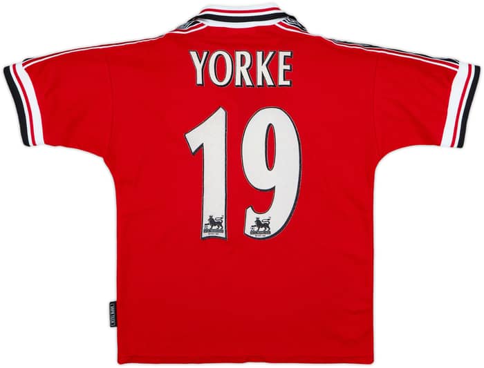 1998-00 Manchester United Home Shirt Yorke #19 - 8/10 - (M.Boys)