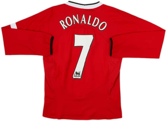 2002-04 Manchester United Home L/S Shirt Ronaldo #7 - 6/10 - (M.Boys)