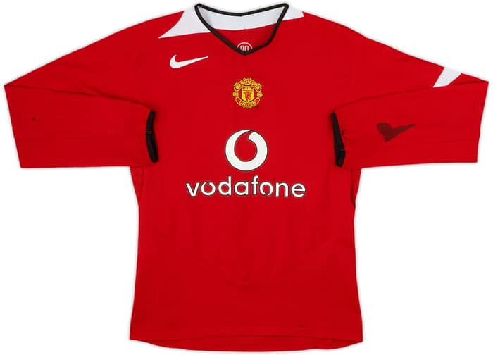 2002-04 Manchester United Home L/S Shirt Ronaldo #7 - 6/10 - (M.Boys)