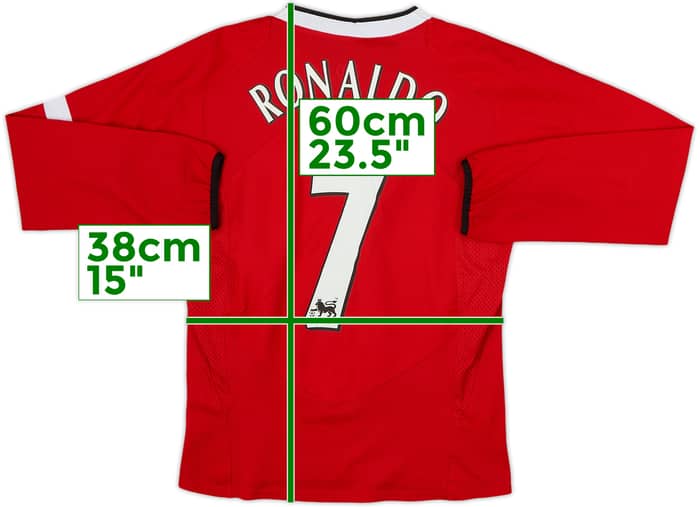 2002-04 Manchester United Home L/S Shirt Ronaldo #7 - 6/10 - (M.Boys)
