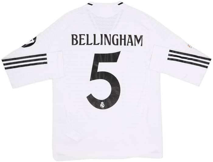 2024-25 Real Madrid Authentic Home L/S Shirt Bellingham #5 - 7/10 - (M)