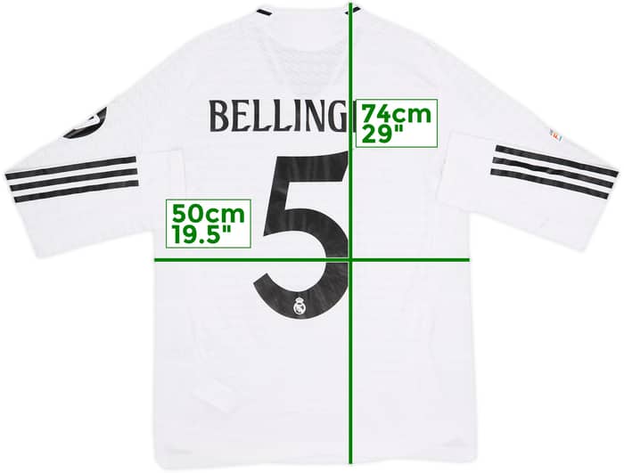 2024-25 Real Madrid Authentic Home L/S Shirt Bellingham #5 - 7/10 - (M)