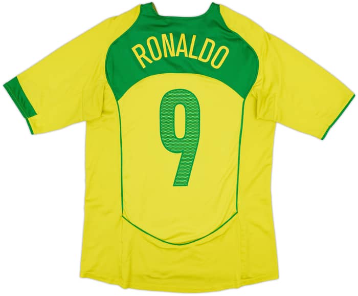 2004-06 Brazil Home Shirt Ronaldo #9 - 7/10 - (M)