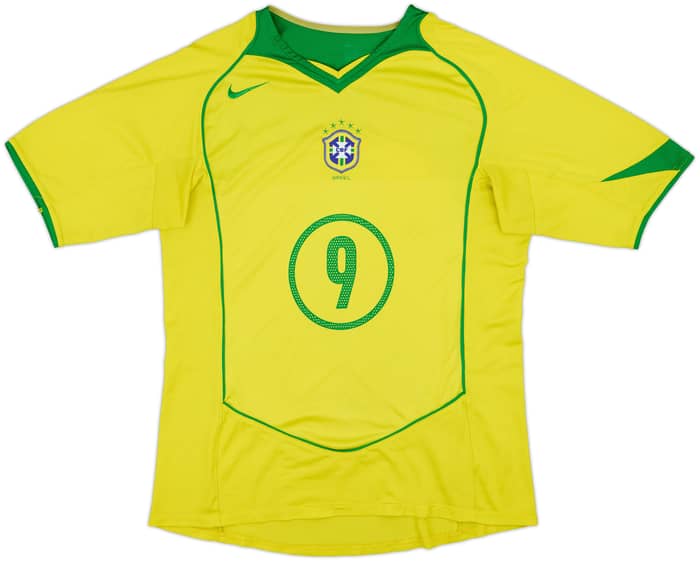 2004-06 Brazil Home Shirt Ronaldo #9 - 7/10 - (M)