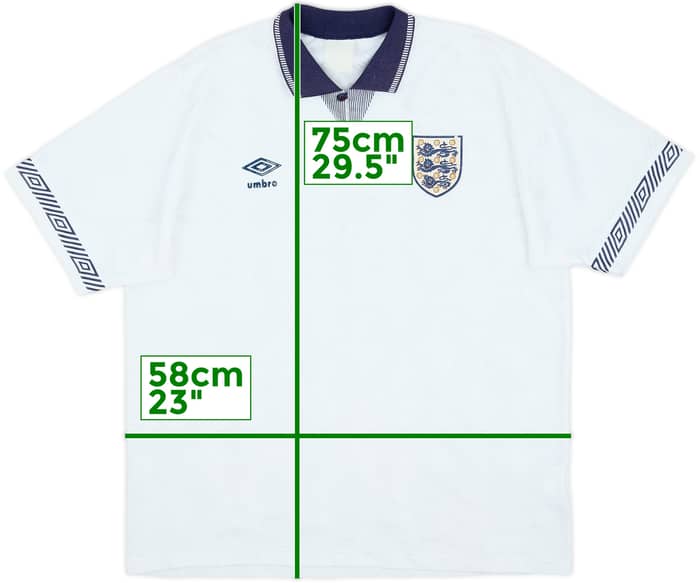 1990-92 England Home Shirt - 7/10 - (XL)
