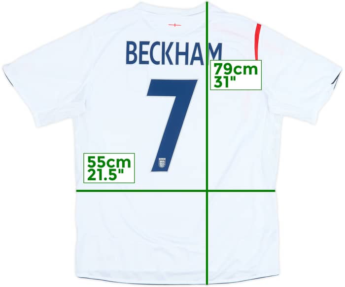 2005-07 England Home Shirt Beckham #7 - 6/10 - (XL)
