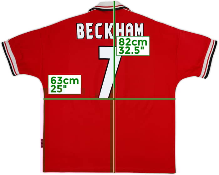 1998-00 Manchester United Home Shirt Beckham #7 - 6/10 - (XXL)