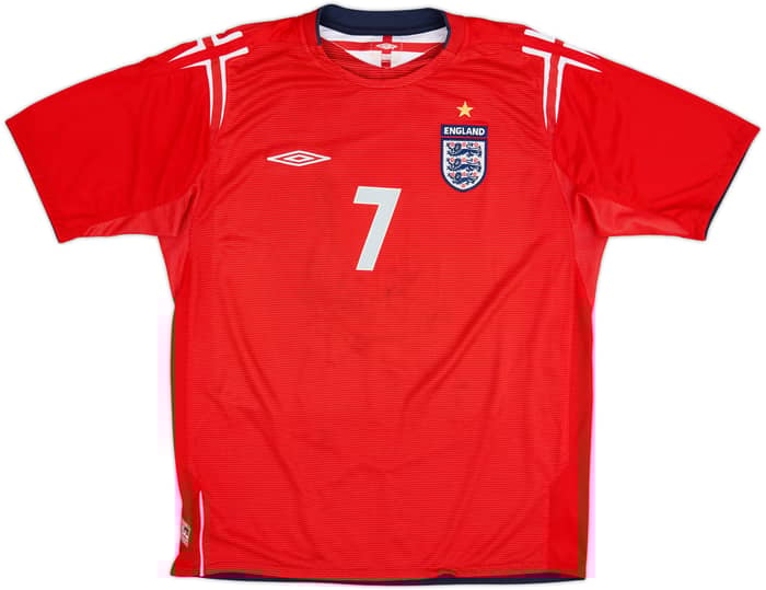2004-06 England Away Shirt Beckham #7 - 6/10 - (L)