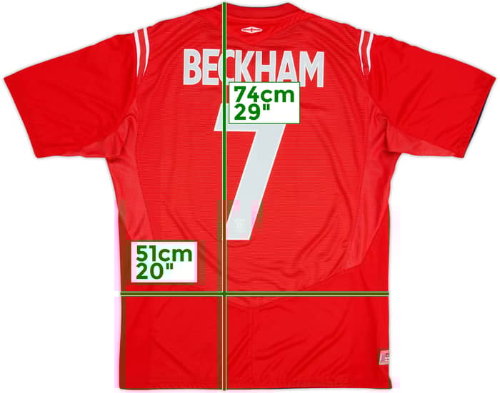 2004-06 England Away Shirt Beckham #7 - 6/10 - (L)