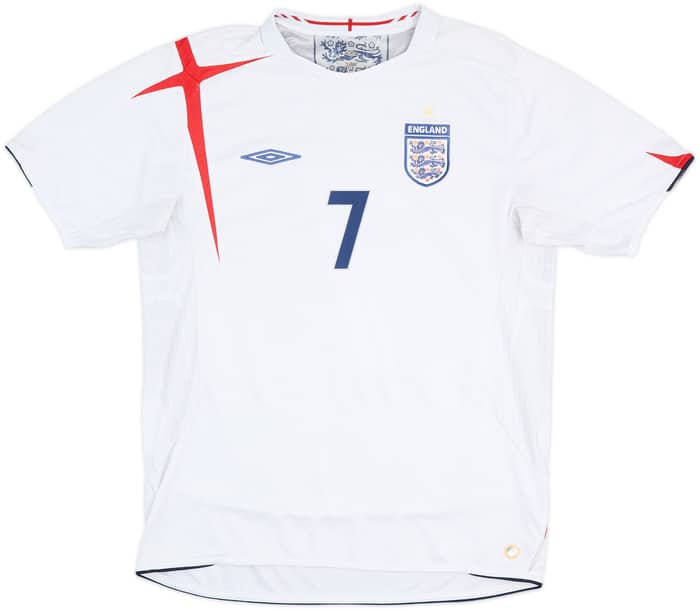 2005-07 England Home Shirt Beckham #7 - 6/10 - (L)