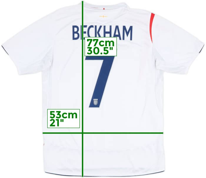 2005-07 England Home Shirt Beckham #7 - 6/10 - (L)