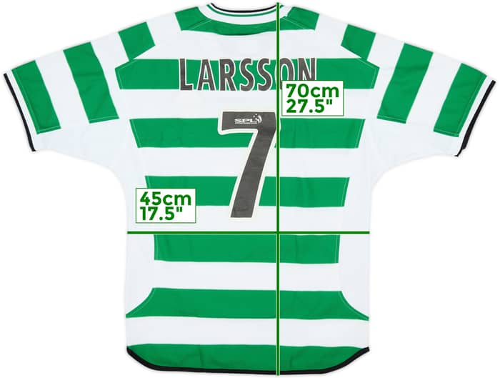 2001-03 Celtic 'Champions' Home Shirt Larsson #7 - 7/10 - (S)