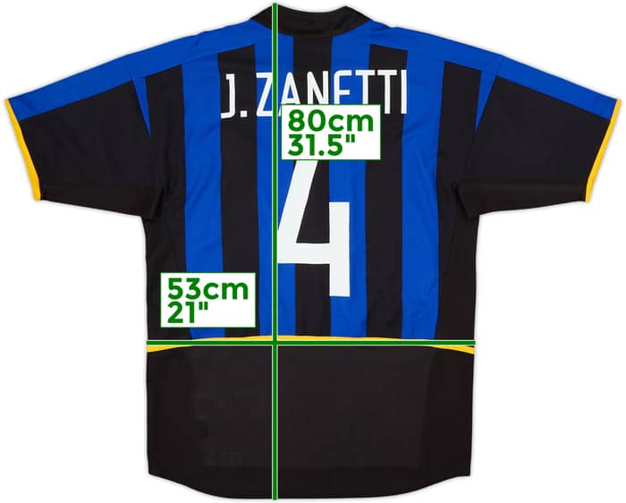 2002-03 Inter Milan Home Shirt J.Zanetti #4 - 5/10 - (M)