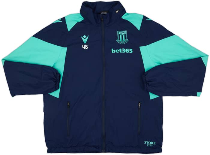 2019-20 Stoke City Player Issue Macron Hooded Track Jacket #45 - 7/10 - (L)