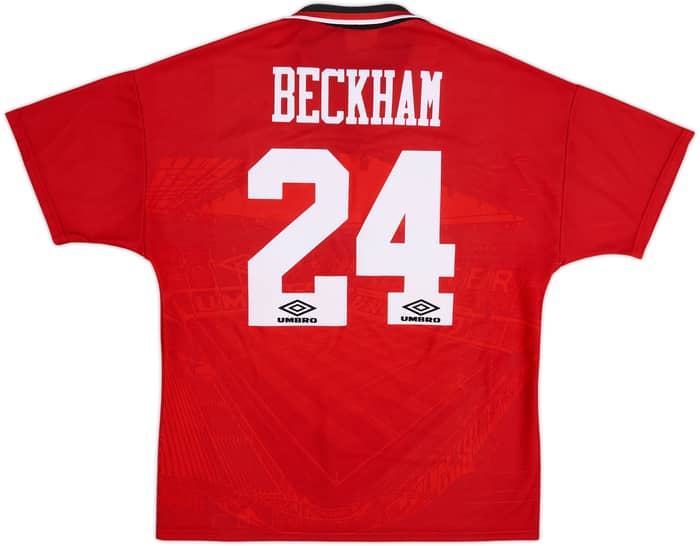 1994-96 Manchester United Home Shirt Beckham #24 - 8/10 - (L)