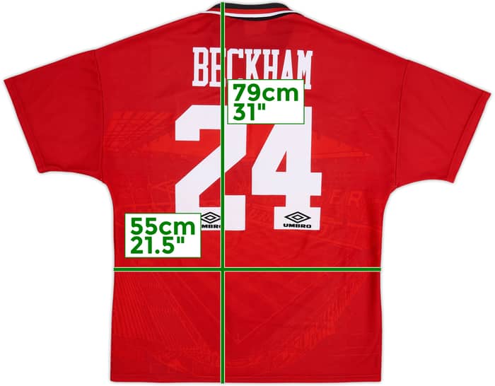 1994-96 Manchester United Home Shirt Beckham #24 - 8/10 - (L)