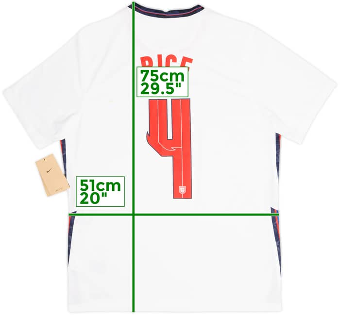 2020-22 England Home Shirt Rice #4 (L)