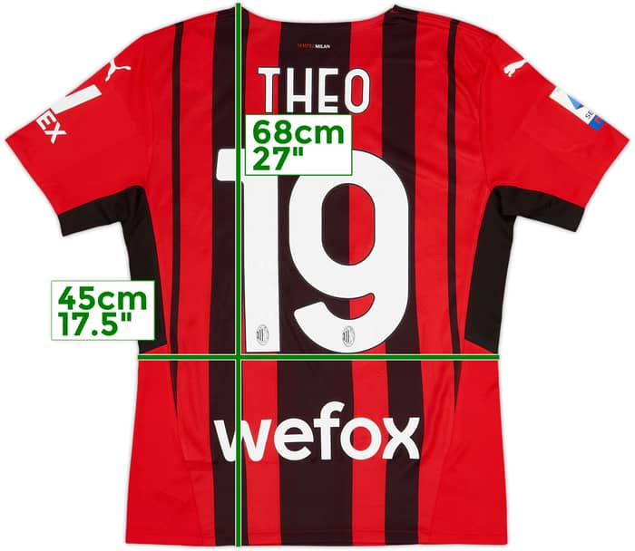 2021-22 AC Milan Authentic Home Shirt Theo #19 (S)