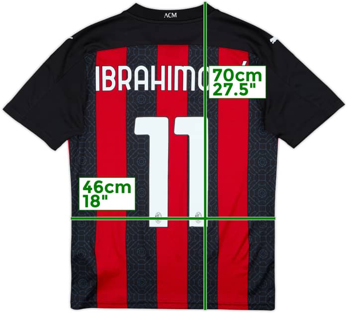 2020-21 AC Milan Home Shirt Ibrahimovic #11 - 9/10 - (S)