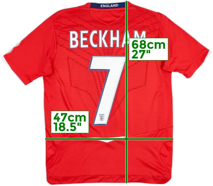 2008-10 England Away Shirt Beckham #7 - 8/10 - (XL.Boys)