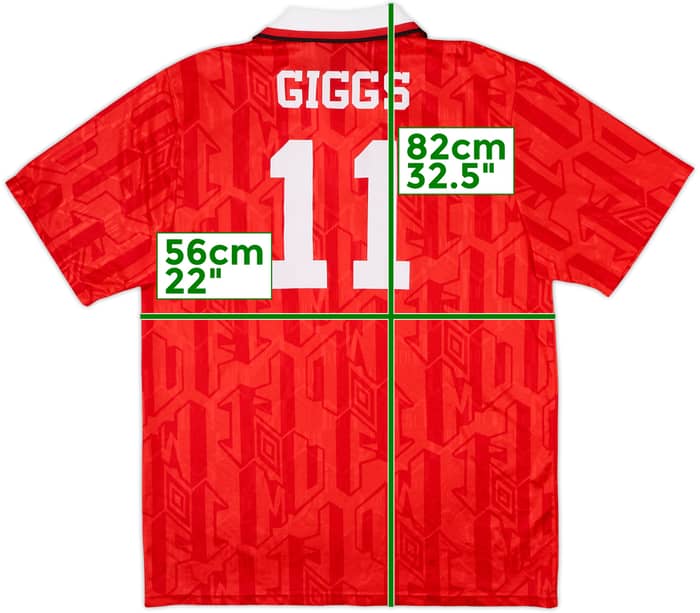 1992-94 Manchester United Home Shirt Giggs #11 - 8/10 - (XL)